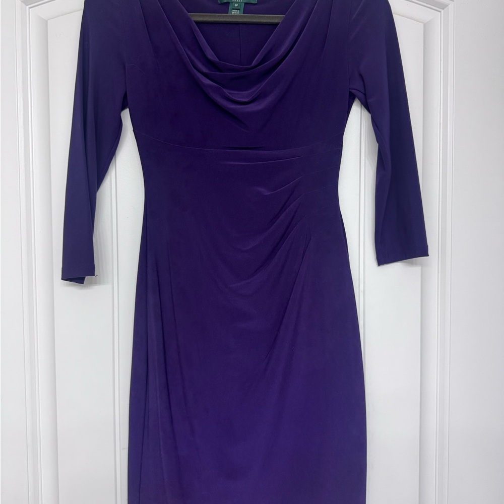 Ralph Lauren Deep Purple Long Sleeve Dress